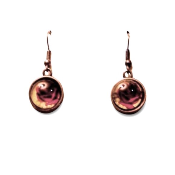 Red Roses Glass Dangle Earrings - Picture 1 of 4